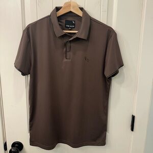 Stone Falcon Men's Medium Performance Golf Polo Shirt Brown Athleisure
